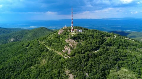 Drone view of the TV tower on Peak Sheynovets, Bulgaria. Stock Footage 311014691