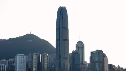 Drone view of Two International Finance Centre in Hong Kong Stock Footage 337760811