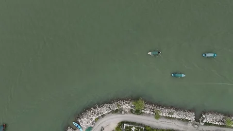 Drone View of Two Traditional Vessels Stock Footage 314550946