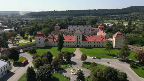 Drone view of a typical palace in the center of a European town. Stock Footage 159712766