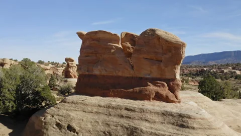 Drone view of unique rock formation at Devil's Garden Grand Staircase Escalante Stock Footage 248558020