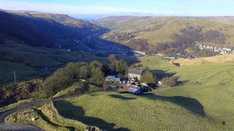 Drone View of A Valley Town 3 Stock Footage 89179202