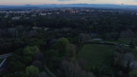 Drone view - Villa Borghese - park - twilight Stock Footage 103637641