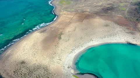 Drone view of volcanic Lobos Island. Stock Footage 285356037
