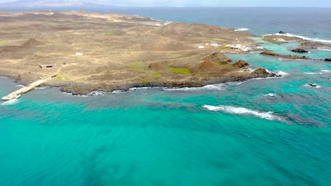 Drone view of volcanic Lobos Island. Stock Footage 285356375