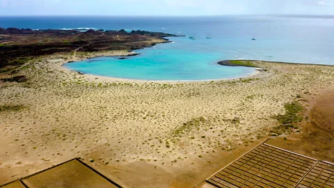 Drone view of volcanic Lobos Island. Stock Footage 285356921