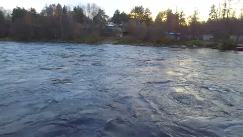 Drone view of Vuoksi River Stock Footage 140599026