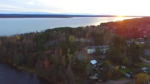 Drone view of Vuoksi River Stock Footage 140599043