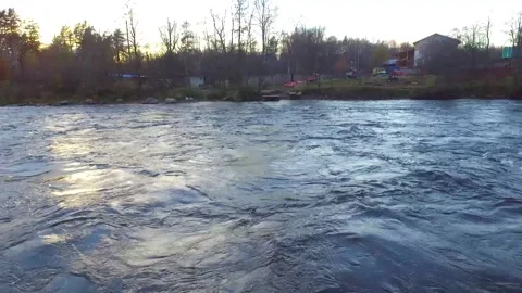 Drone view of Vuoksi River Stock Footage 140599093