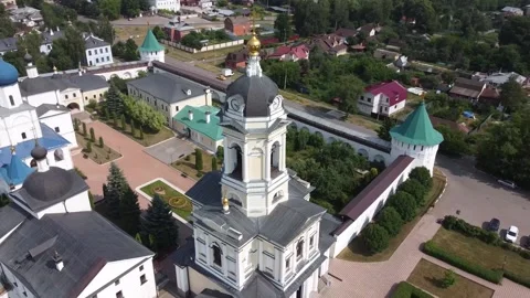 A drone view  Vysotsky Monastery in Serpukhov, Russia. Stock Footage 219640363