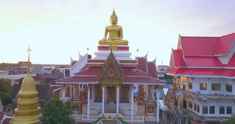 Drone view of Wat Lam Duan Temple In Nong Khai 動画素材 90679799