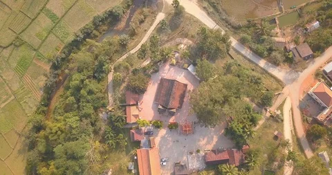 Drone view of Wat Pra Singha Kham, Muang La, Oudomxay, Laos. Stock Footage 90705766