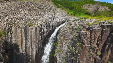 Drone view Waterfall of creation, Krumovgrad Bulgaria  Stock Footage 282707516