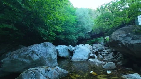 Drone view Waterfall "Suchurum" in the rocks in Karlovo, Bulgaria Stock Footage 283999680