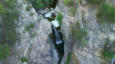 Drone view Waterfall "Suchurum" in the rocks in Karlovo, Bulgaria Video stock 283999856