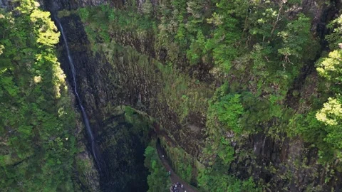 Drone view of waterfall trail  in Madeira Stock Footage 310831504