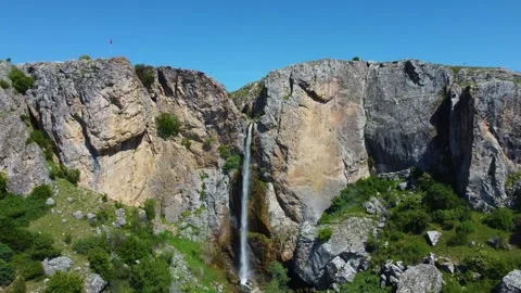 Drone View of Waterfall in Turkey 動画素材 247957595