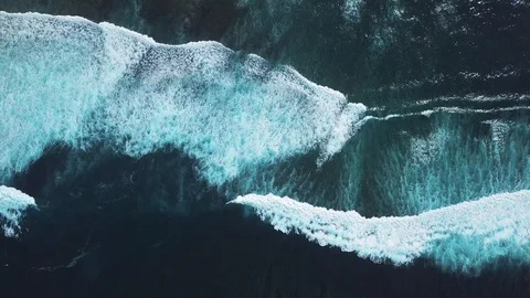 Drone view on waves at beach side Stock Footage 115900297
