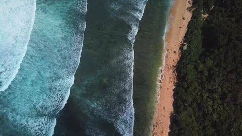 Drone view on waves at beach side Stock Footage 115900597