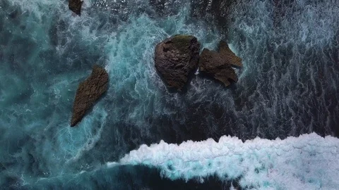 Drone view on waves at beach side 動画素材 115900602
