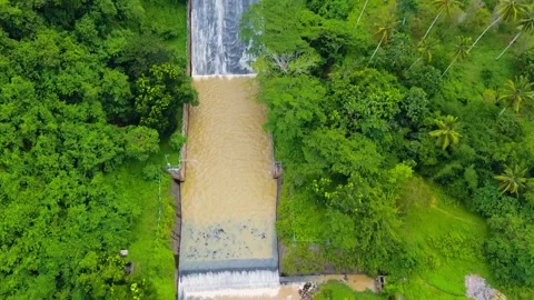 Drone view of weir or dam at Kalipkip-Busilac Ecotourism Park in Ifugao, Philipp Stock Footage 309270376