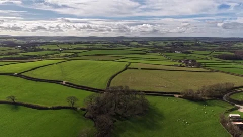 Drone view of West country Devon and Cornwall rural landscape Stock Footage 329993778