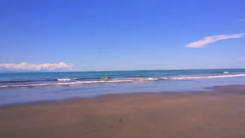 Drone view of Whale Tail Beach in Uvita. Marino Ballena Park in Costa Rica Stock Footage 251680583