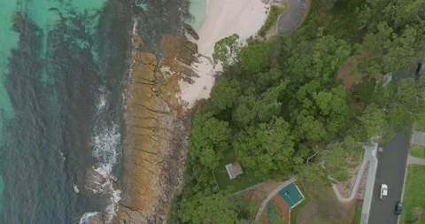Drone view of a white sands beach with g... | Stock Video | Pond5