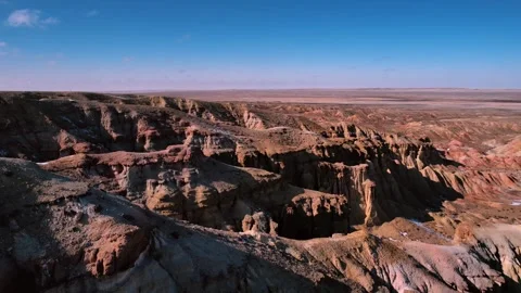 Drone View Of White Stupa In Remote Mongolian Desert Terrain Stock Footage 333531765