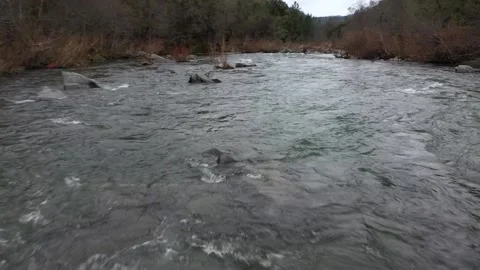 Drone View of a White Water River California Video stock 142786918
