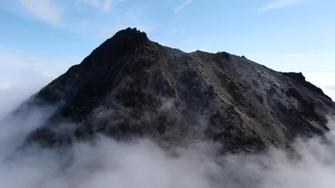 Drone view of the wild river of the harsh coast of the Commander Islands in the Video stock 323150838
