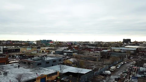 Drone view of Willets Point Queens next to Citi Field Stock Footage 106514545