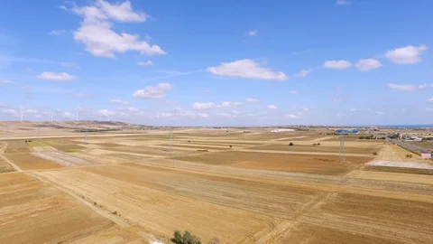 Drone view of wind turbins ,wind farm,wind park Stock Footage 129042683