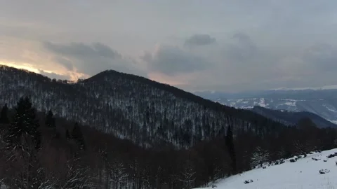 .Drone view of the winter forest in the snowy mountains. Carpathians. Ukraine Stock Footage 169396815