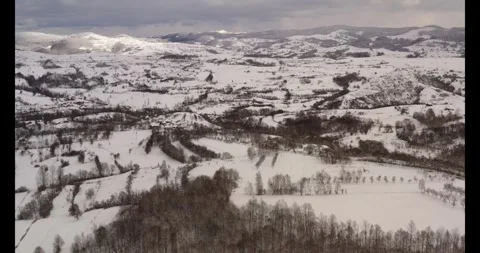 Drone view of a winter landscape with snow Stock Footage 270947883