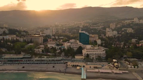 Drone view of the Yalta shore Stock Footage 254168467