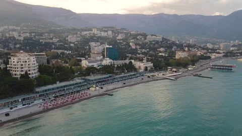 Drone view of the Yalta shore Stock Footage 254168483