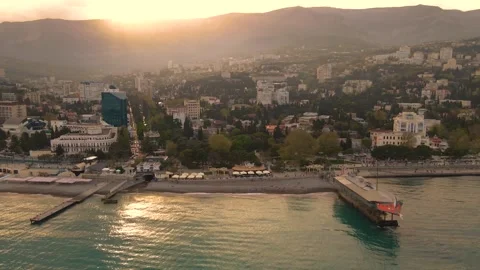 Drone view of the Yalta shore Stock Footage 254168504
