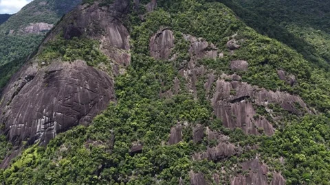 Drone View of Yang Hanh Mountain and a Massive Rock Formation, Vietnam Stock Footage 343806861