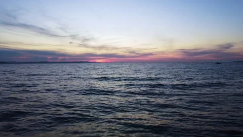 Drone View of Zadar at Sunset with Low Flyover Above Waves Stock Footage 280357426