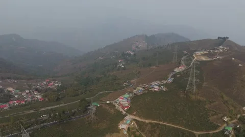 Drone view zigzag road in Mirik, North Bengal, India, at 4,905 feet. Stock Footage 341967465
