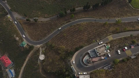 Drone view zigzag road in Mirik, North Bengal, India. Stock Footage 341968202