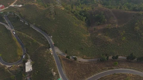 Drone view zigzag road in Mirik, North Bengal, India, at 4,905 feet. Stock Footage 341968361