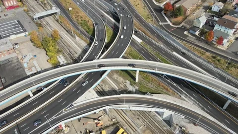 Drone Views of Route 10 &amp; 6 Highway – Providence, RI Video stock 297701765