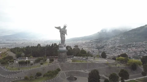Drone of Virgin of El Panecillo Statue in Quito Ecuador 2 스톡 동영상 119234807