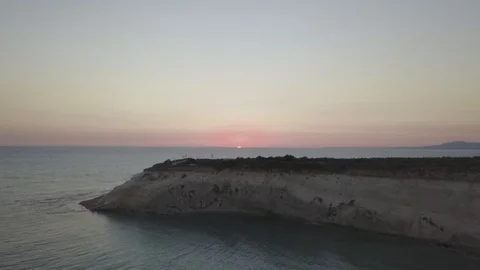 Drone vision - Sunset over the cliff Stock Footage 86904749