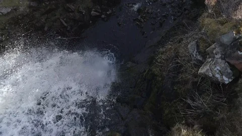 Drone waterfall edge, Whernside, Yorkshire 60fps Video stock 88952944