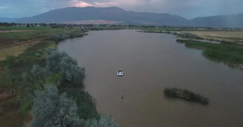 Drone Waterski 1 Stock Footage 65828014