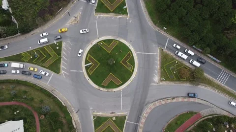 Drone way over intersaction Stock Footage 142302667