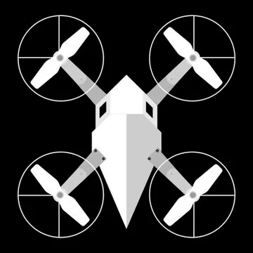 Drone white on black background Stock Illustration